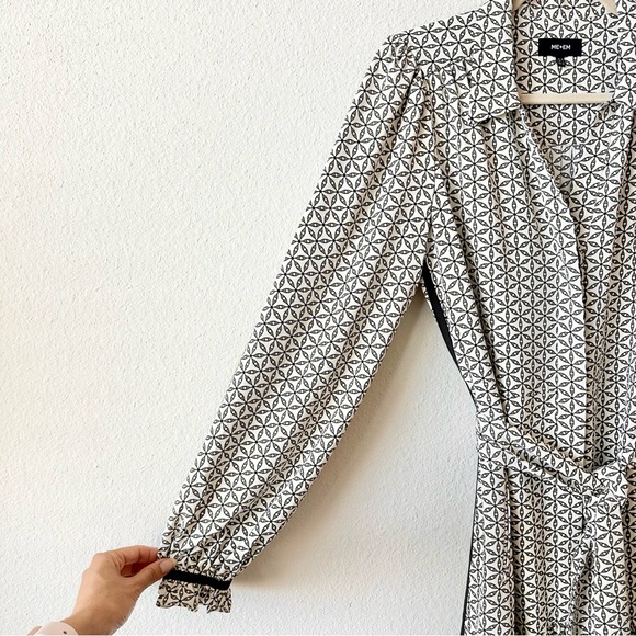 ME+EM Geo Flower Print Belted Midi Shirt Dress Cream Size 6 - Picture 6 of 10